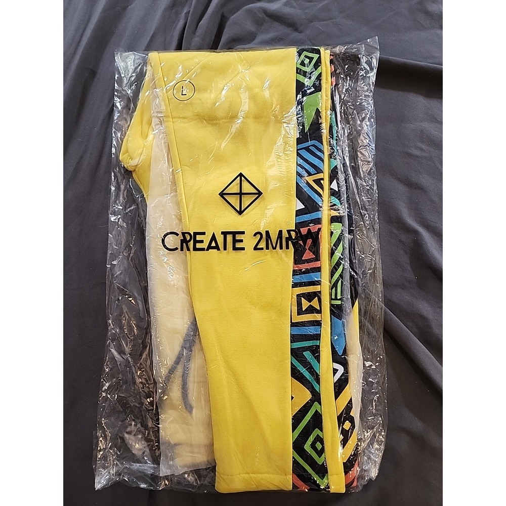 CREATE 2MRW‎ Sweatpants Colorful Yellow Florescent Multicolor size Lg $60 - Picture 4 of 4